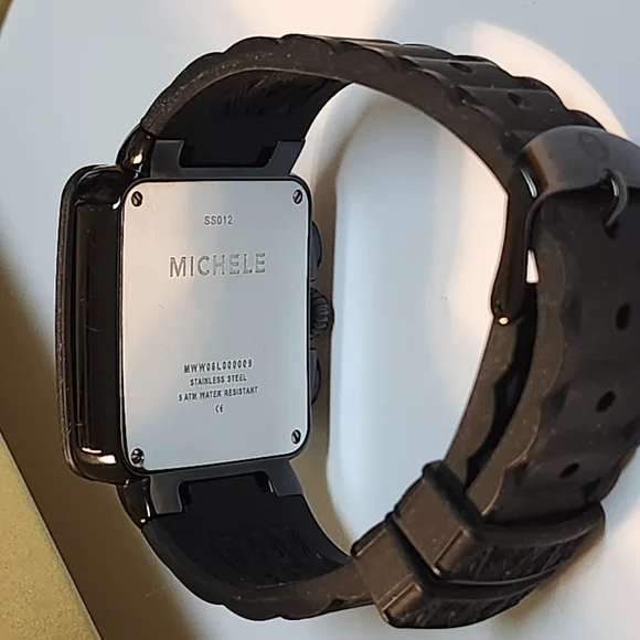 Michele Park 33mm Black Jelly Bean Cronograph Watch